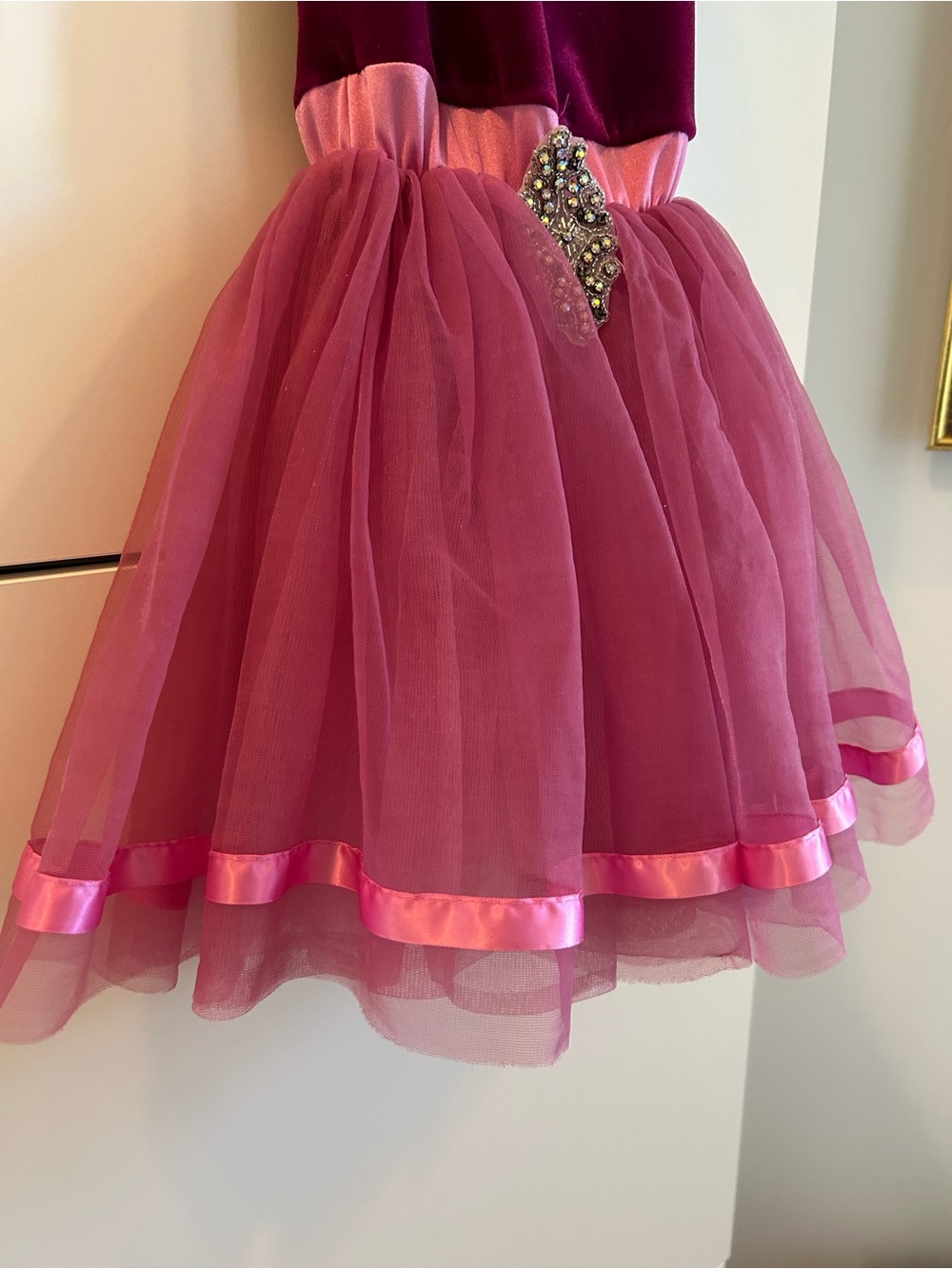 Weissman Berry Pink Tulle Dance Costume with Rhinestone Detail - Picture 6 of 11